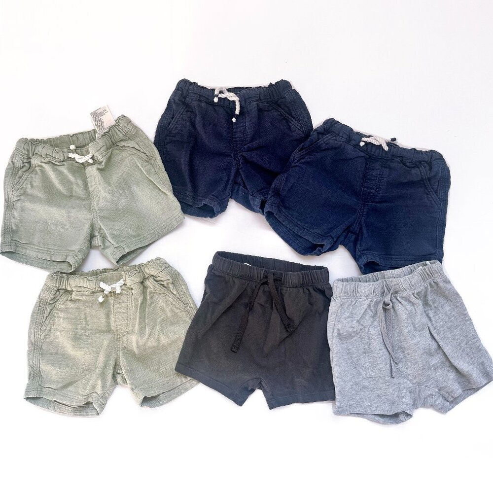 H&M 6 Piece Shorts Bundle, Green/Blue/Grey, 18 months